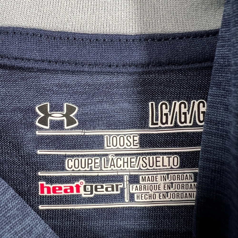 Under Armour Pullover Shirt Mens Large Blue Long Sleeve HeatGear Hooded Henley - Picture 2 of 15